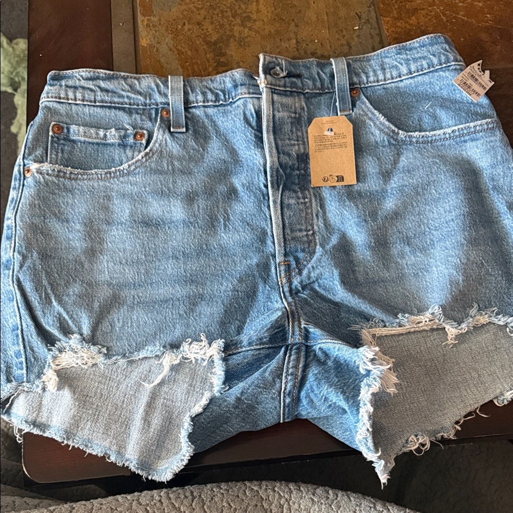 Levi's Light Blue Distressed Jean Shorts